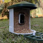 Comedouro inteligente Harymor instalado em um jardim