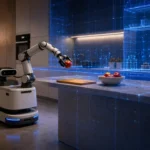 Robô treinando em uma cozinha virtual criada por inteligência artificial