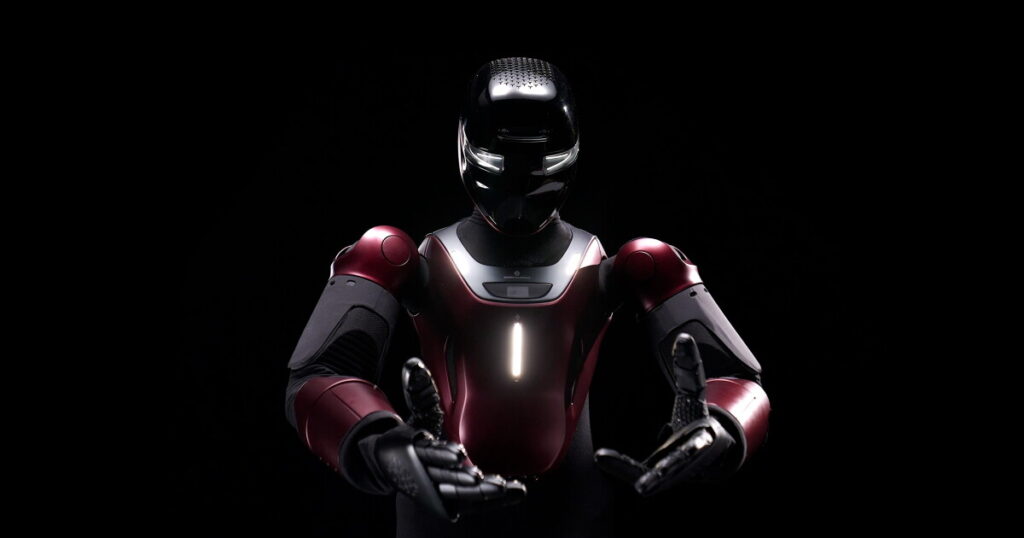 Robô humanoide com revestimento tecnológico sensível ao toque