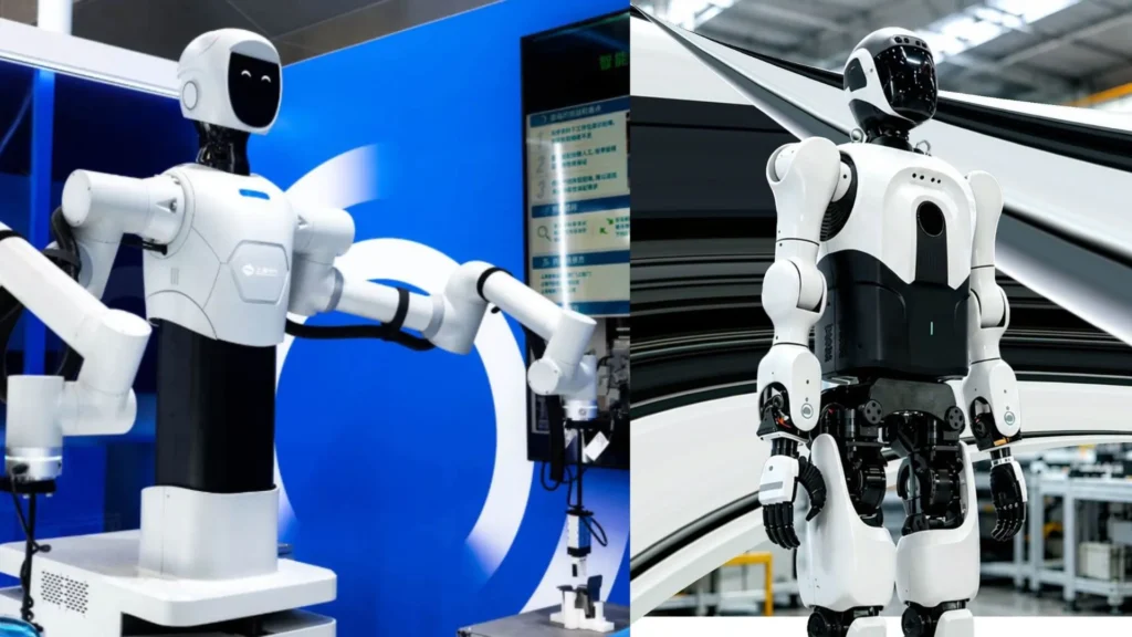 Robô humanoide industrial da Shanghai Electric em exposição