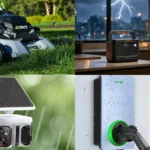 Cortador de grama elétrico e estação de energia portátil em destaque