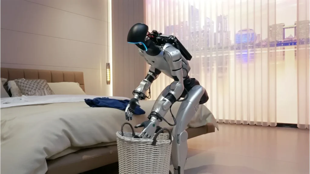 Robô humanoide da Unitree realizando tarefas domésticas